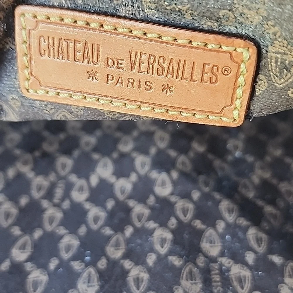 Vintage Chateau De Versailles Paris Leather Canvas document bag